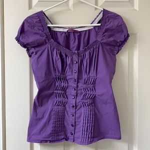 🌷3 for$25🌷Smart Set, US S, Purple Pleated Shirred Cap Sleeve Sweetheart Top